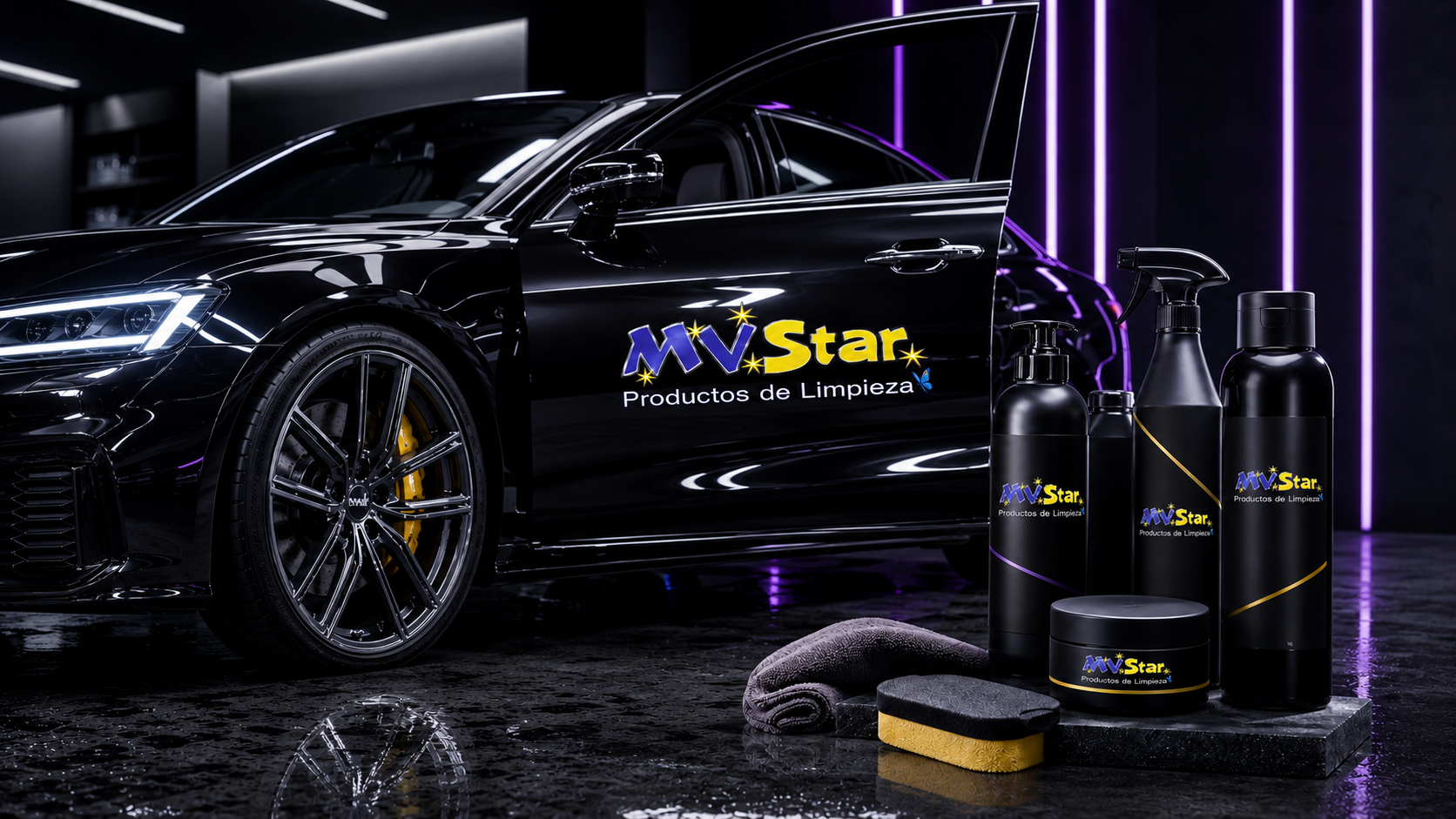 Productos MVSTAR en escena automotriz premium